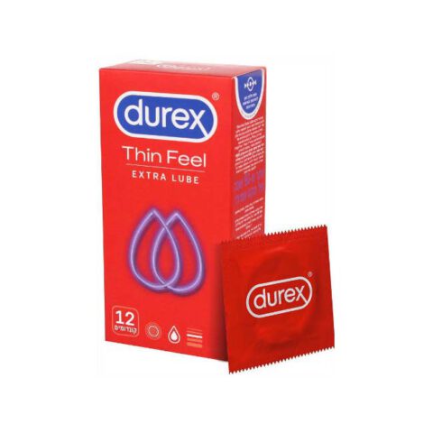 דורקס THIN FEEL EXTRA LUBE קונדומים דקים בתוספת חומר סיכה לתחושה אינטימית